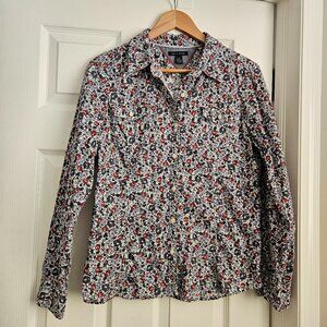 Tommy Hilfiger Women's Size Large Floral Dress Long Sleeve Button Down‎ Shirt